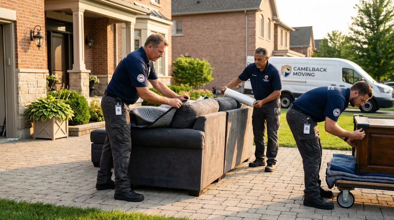 Large estate moving crew wrapping furniture in Sebastian, TX